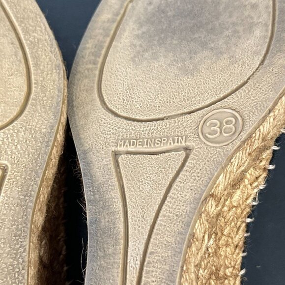 Vtg Y2k Eric Michael Black Beaded Floral Embroidered Espadrille Wedge Heels 39 - Picture 7 of 7